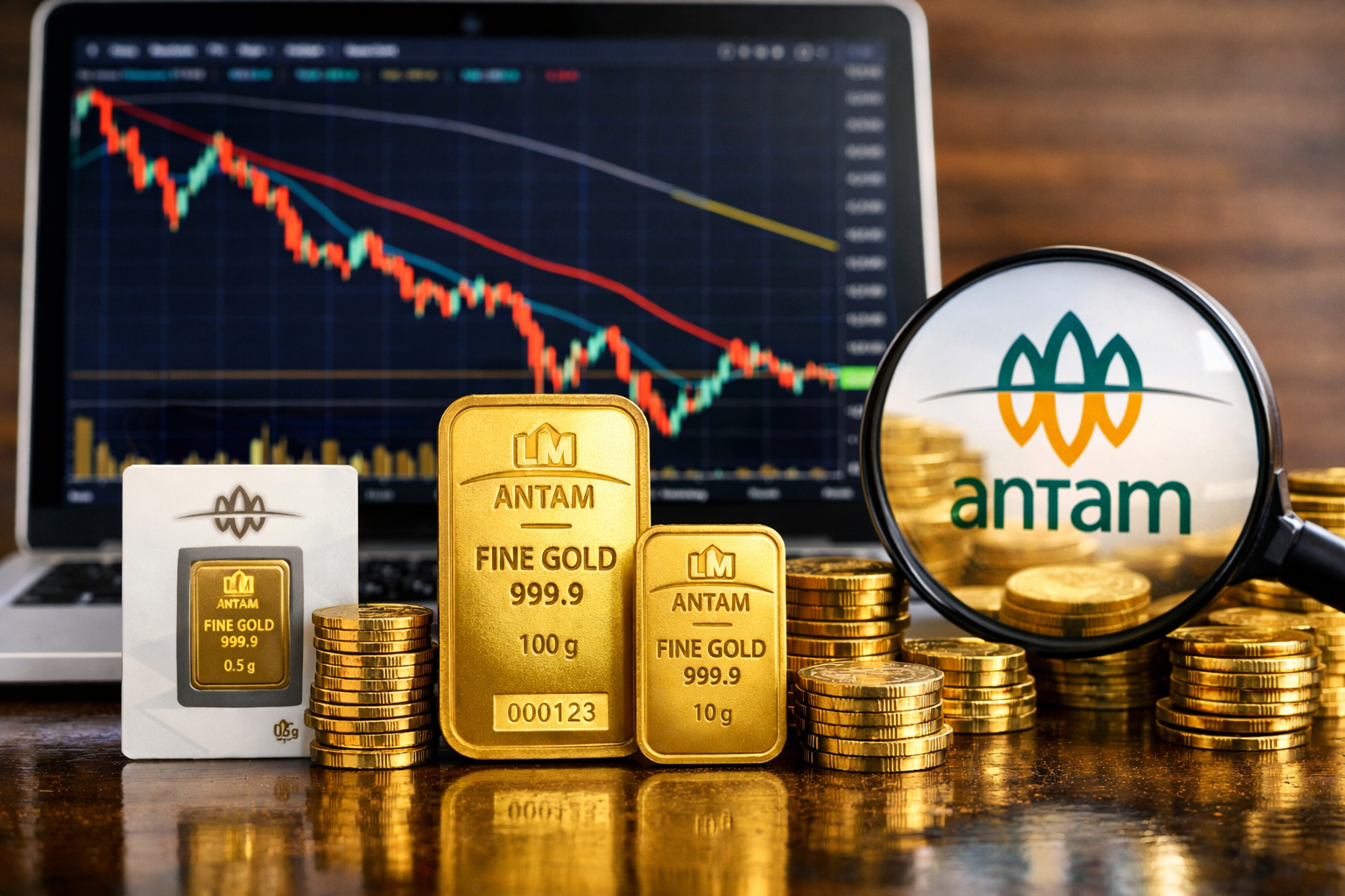Harga emas batangan Antam Kamis, 18 Juni 2026, turun Rp30.000 menjadi Rp2,703 juta per gram. Penurunan ini juga berdampak pada harga buyback yang kini berada di level Rp2,475 juta per gram.